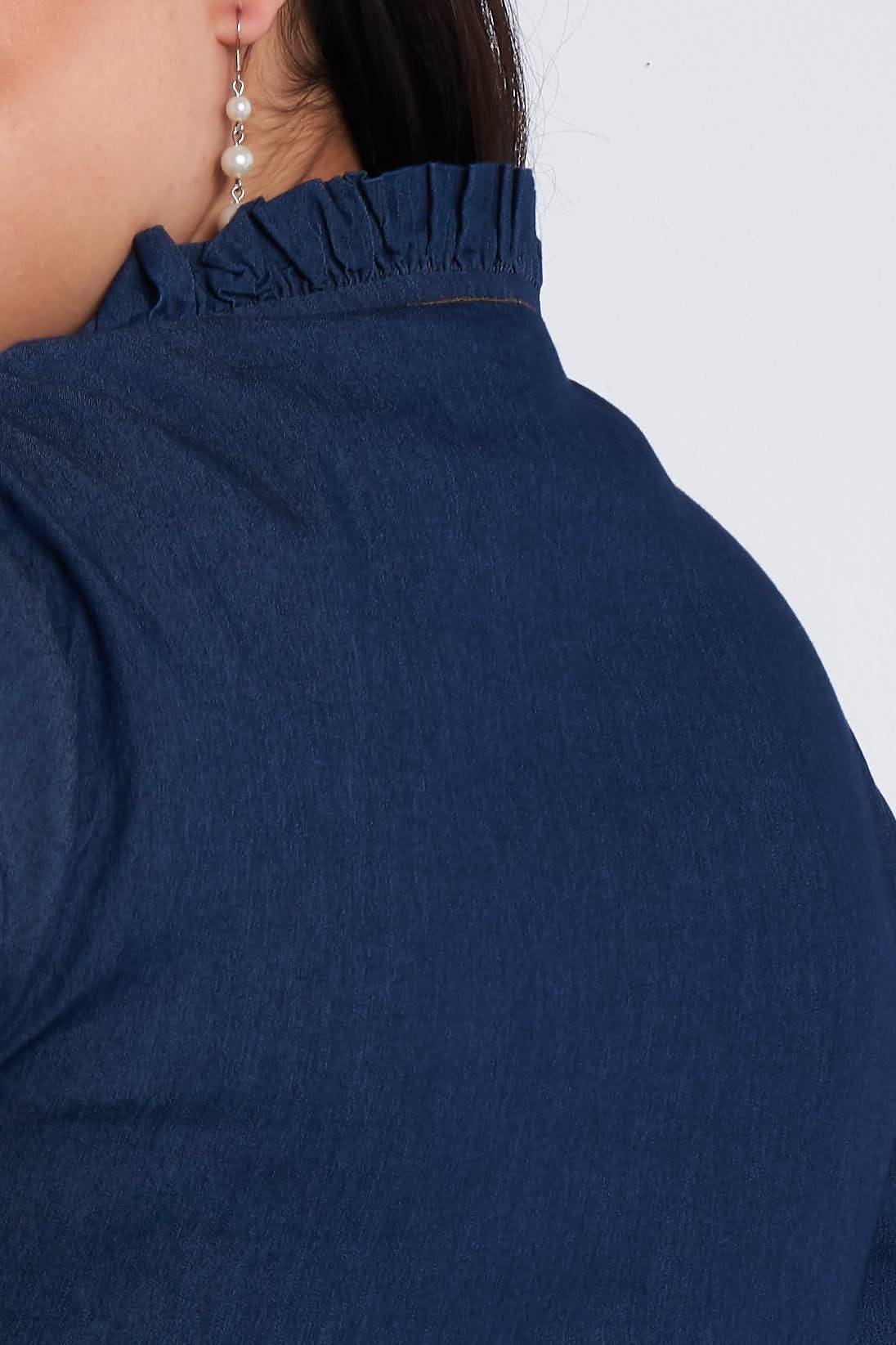 Denim Vintage Front Button Peplum Top