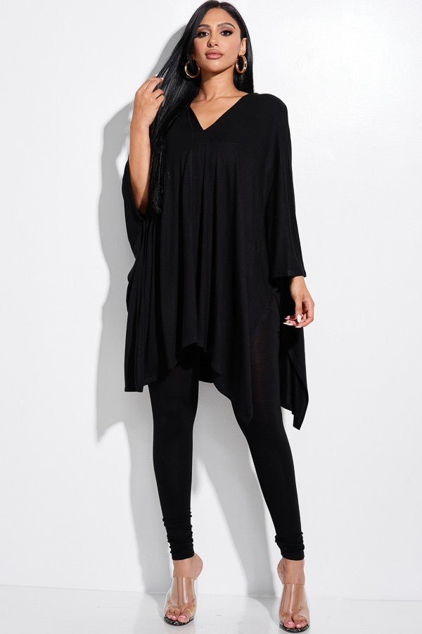 Heavy Rayon Spandex Cape Top And Leggings 2 Piece Set