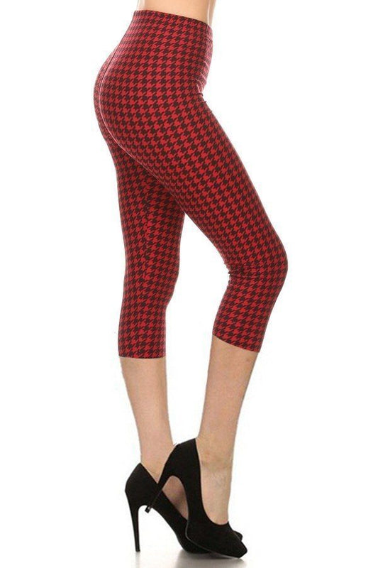 High Waisted Printed Capri Leggings