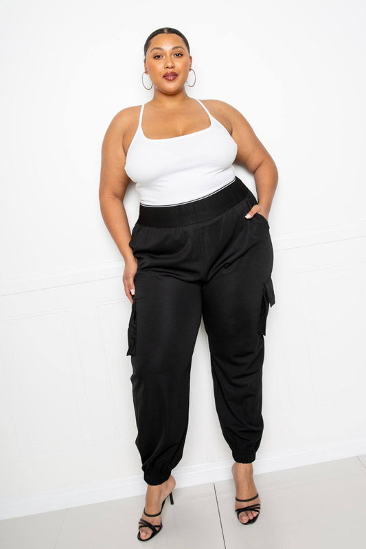 Plus Size Utility Jogger Pants with Elastic Waistband