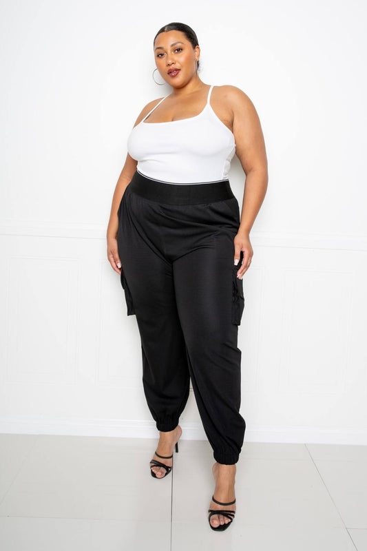 Plus Size Utility Jogger Pants with Elastic Waistband