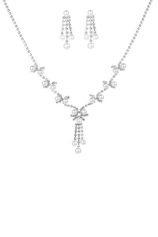 Pearl Dangle Necklace And Earring Set