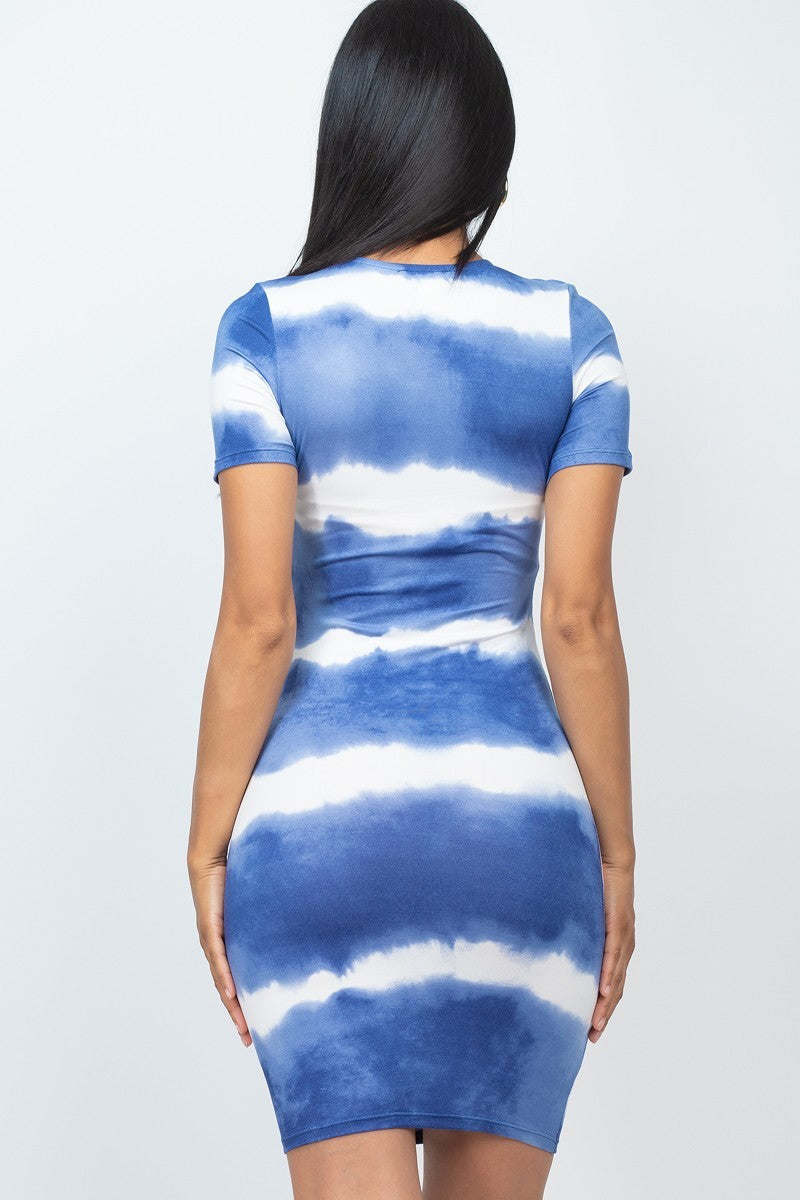 Stripe Tie-Dye Printed Midi Dress