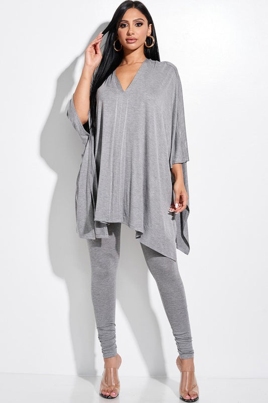 Heavy Rayon Spandex Cape Top And Leggings 2 Piece Set