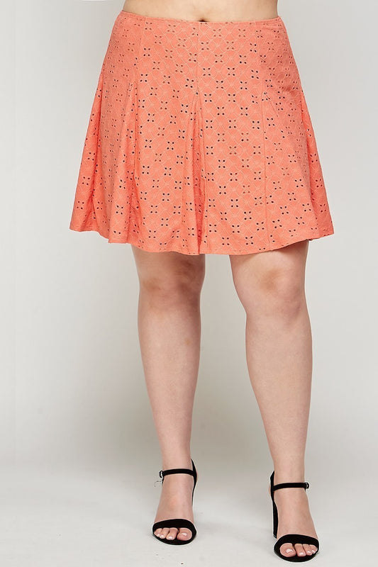Knit Eyelet A-line Skirt