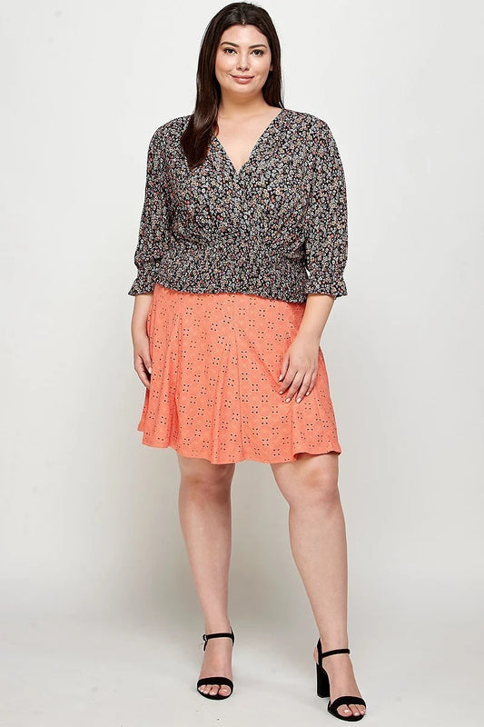 Knit Eyelet A-line Skirt